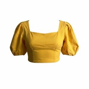 Gabi Fresh x Fashion to Figure Puff Sleeve Crop Top Yellow Size 2